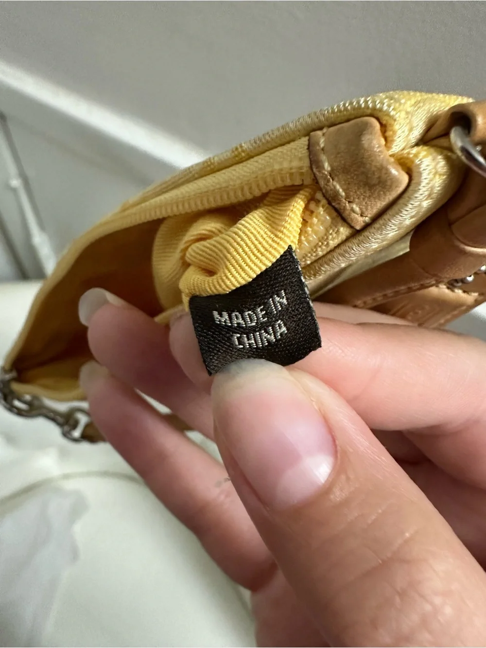 Coach Yellow Signature Canvas Wristlet with Leather Trim
